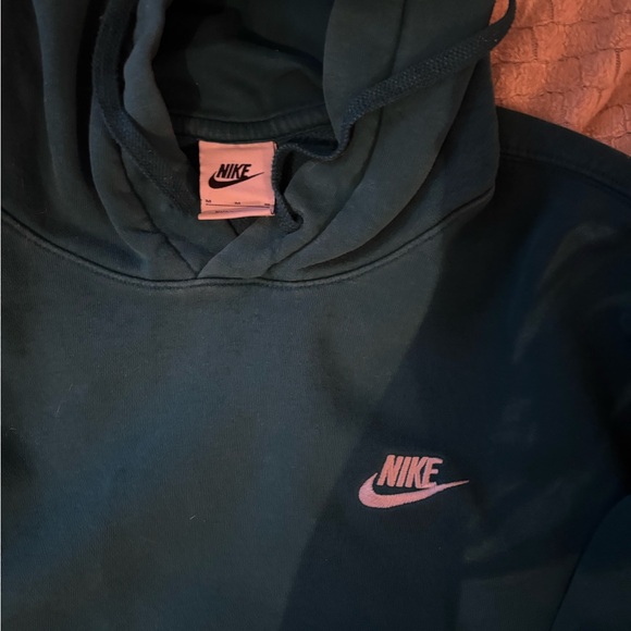 Nike Men's Teal Crewneck Hoodie with White Logo - Picture 2 of 3